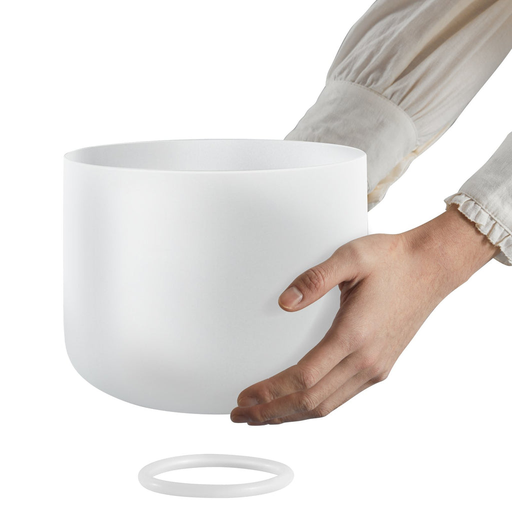 Crystal Singing Bowls Set (8” & 10”) – Frosted Quartz Sound Healing Bowls for Meditation & Yoga