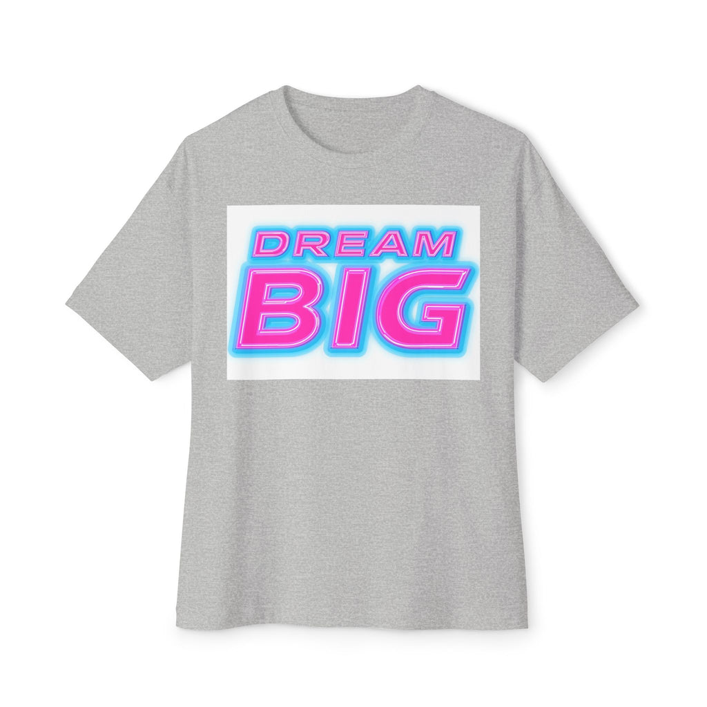Neon Typography Boxy Tee - Dream Big Pink Cyan Retro Style