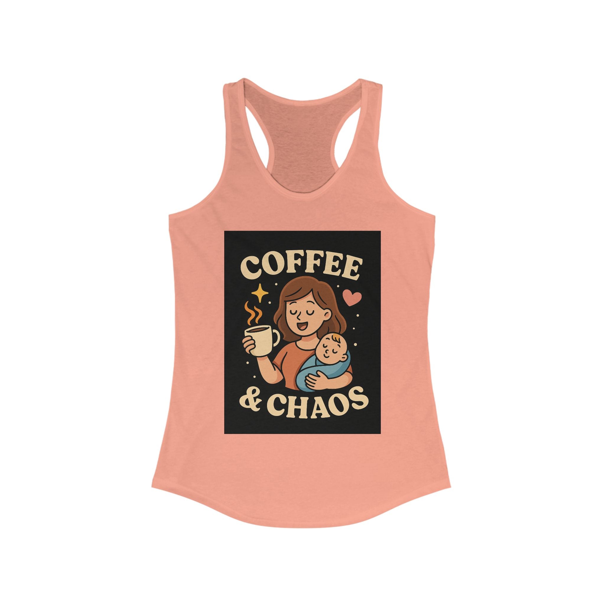 Tank Top - Mom Holding Baby Coffee and Chaos Racerback Tank for Women