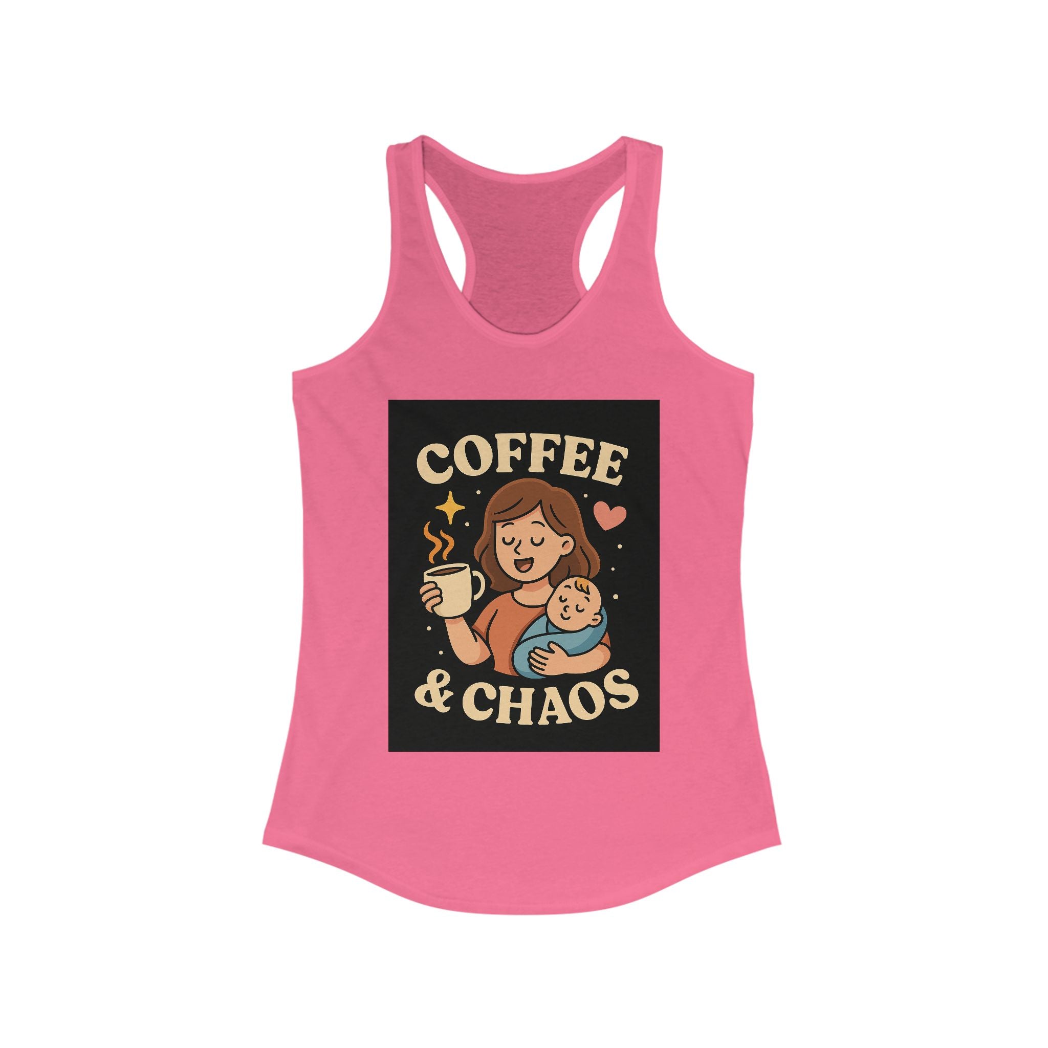 Tank Top - Mom Holding Baby Coffee and Chaos Racerback Tank for Women