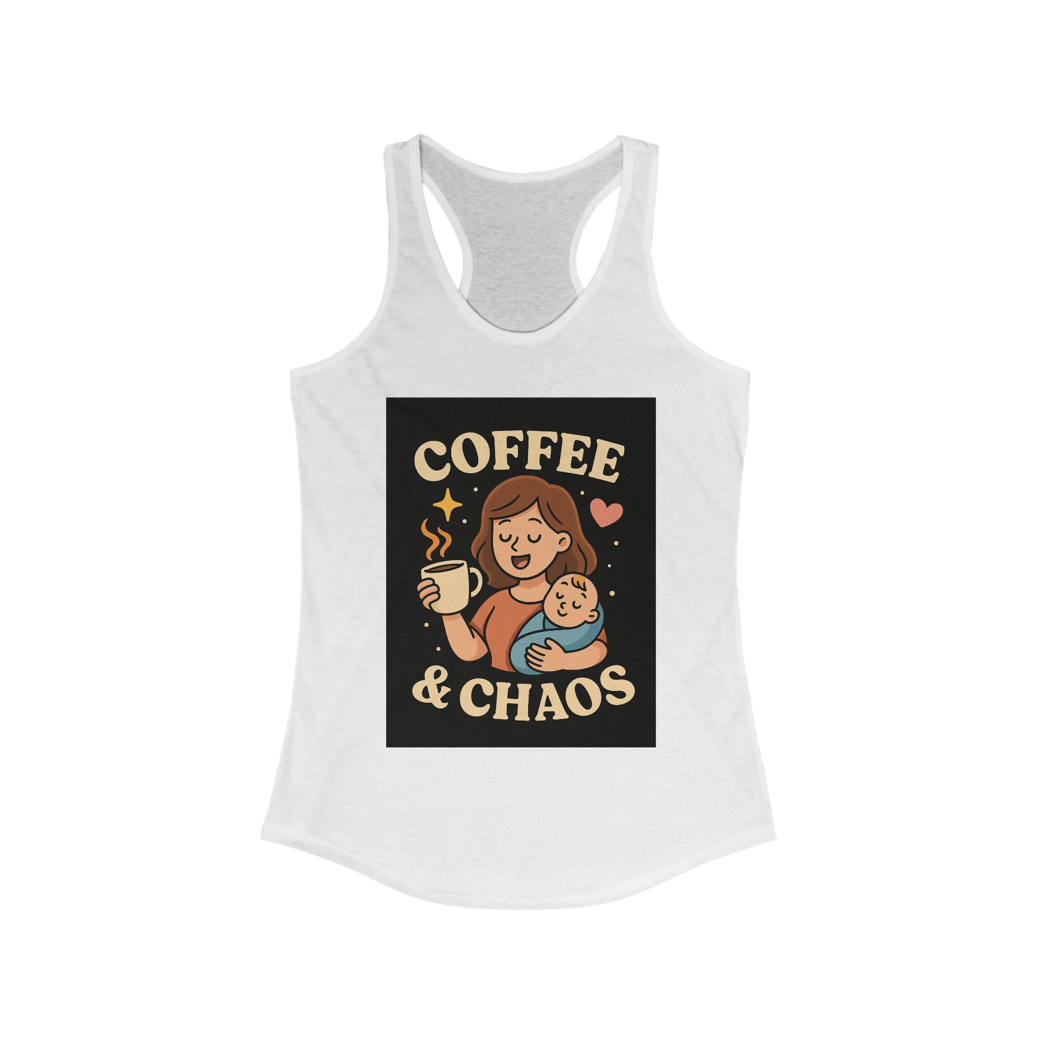 Tank Top - Mom Holding Baby Coffee and Chaos Racerback Tank for Women