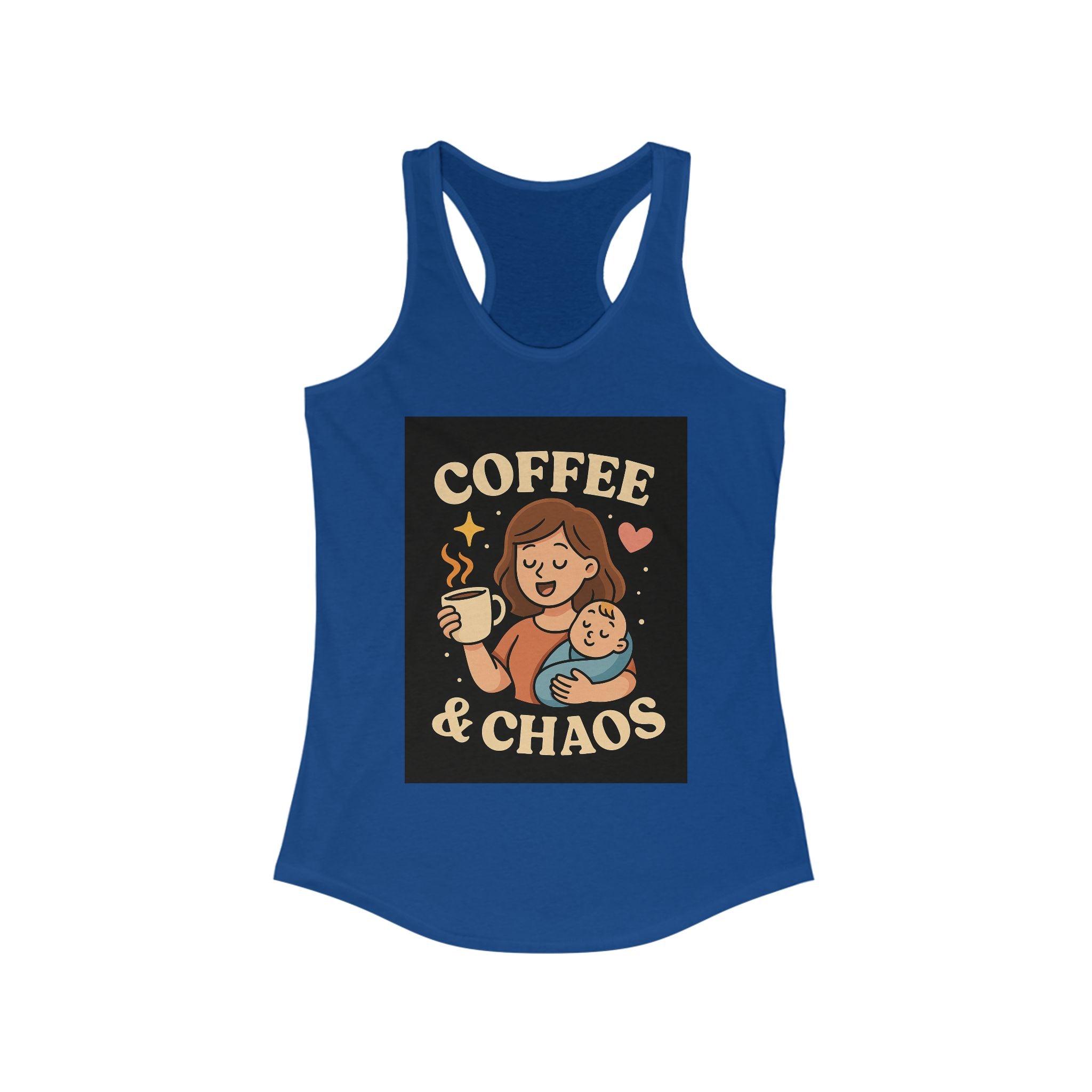 Tank Top - Mom Holding Baby Coffee and Chaos Racerback Tank for Women
