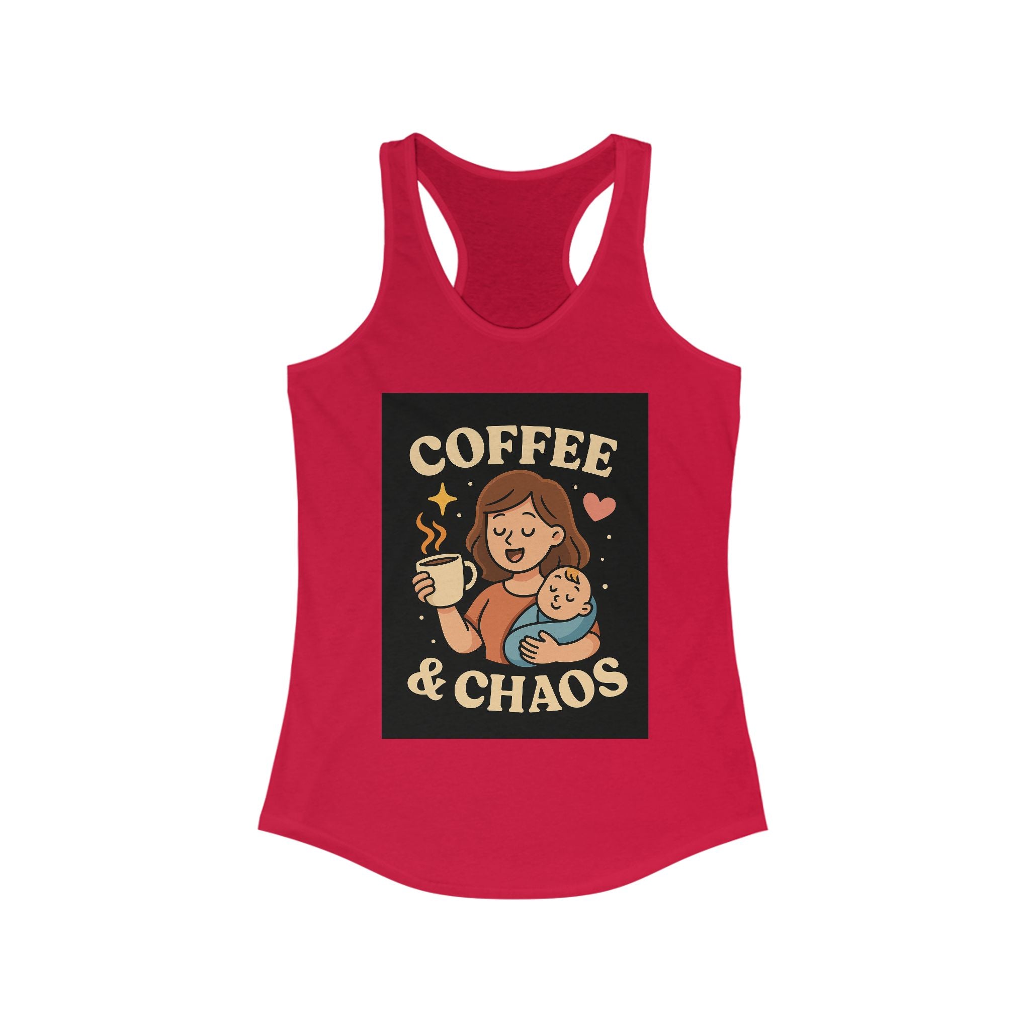 Tank Top - Mom Holding Baby Coffee and Chaos Racerback Tank for Women
