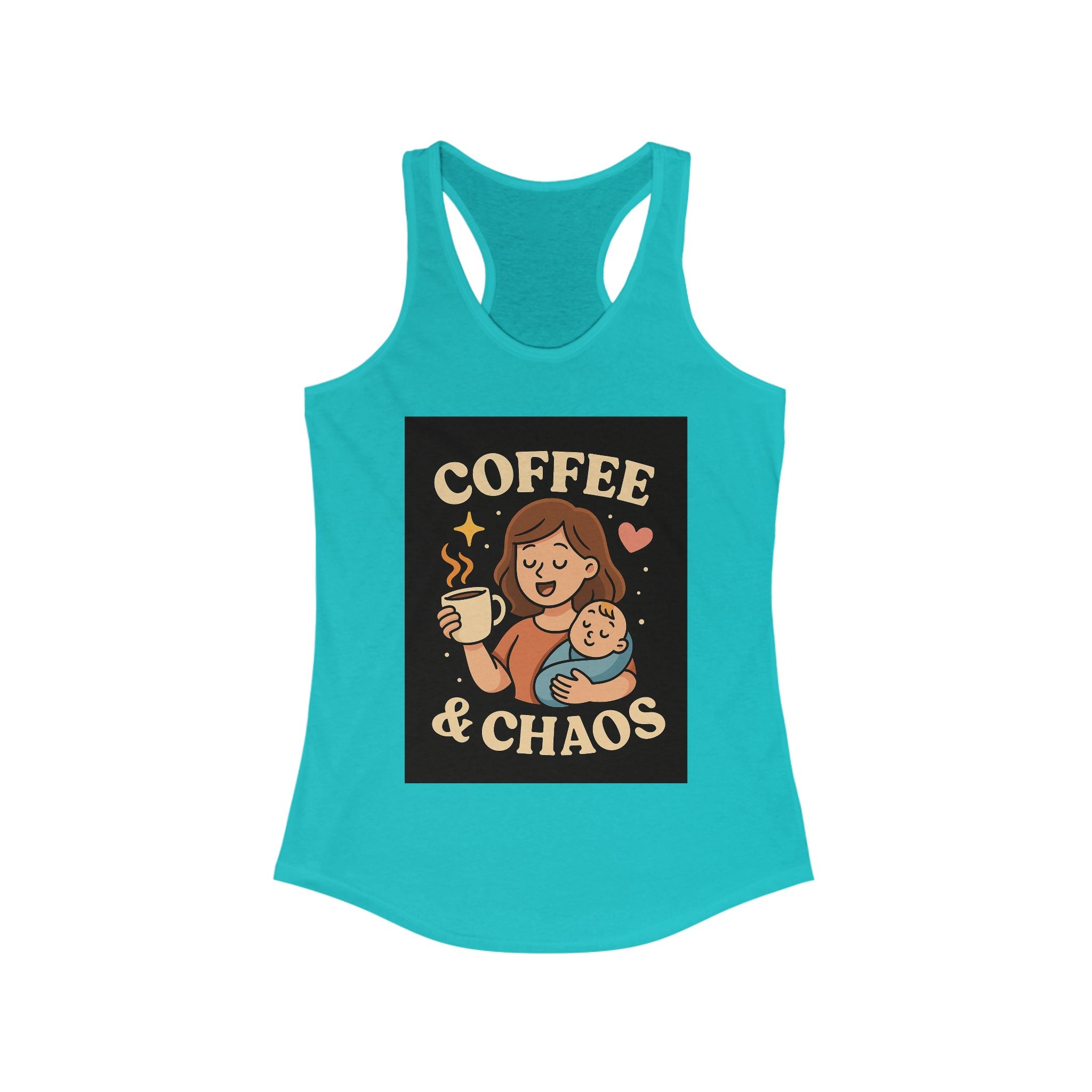 Tank Top - Mom Holding Baby Coffee and Chaos Racerback Tank for Women