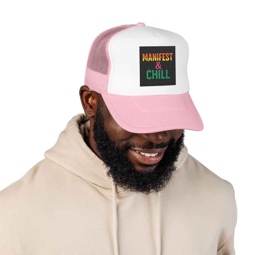 Embroidered Trucker Hat - Manifest and Chill Design