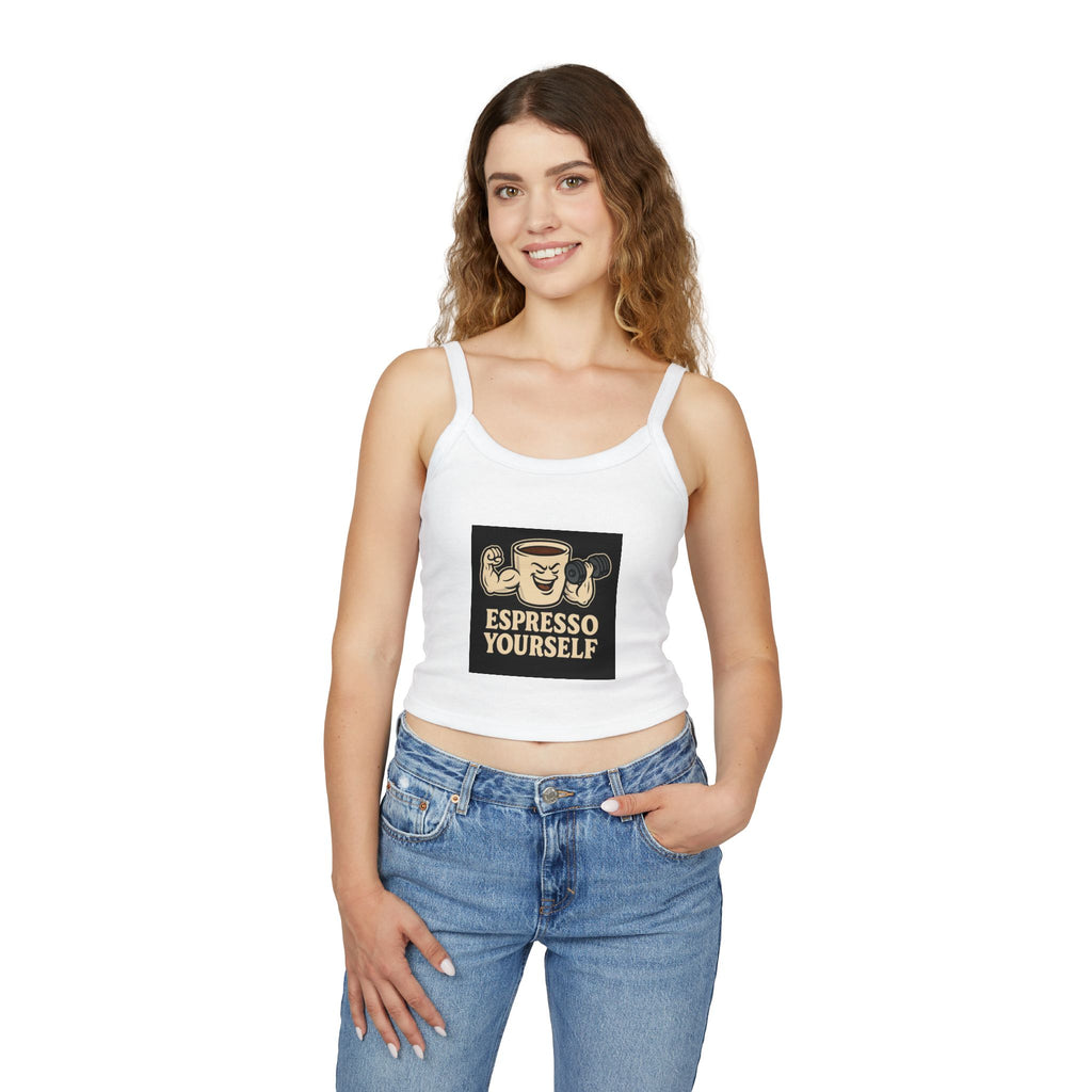 Espresso Yourself Tank Top, Funny Coffee Shirt, Women's Spaghetti Strap Top, Casual Summer Wear, Gift for Coffee Lovers
