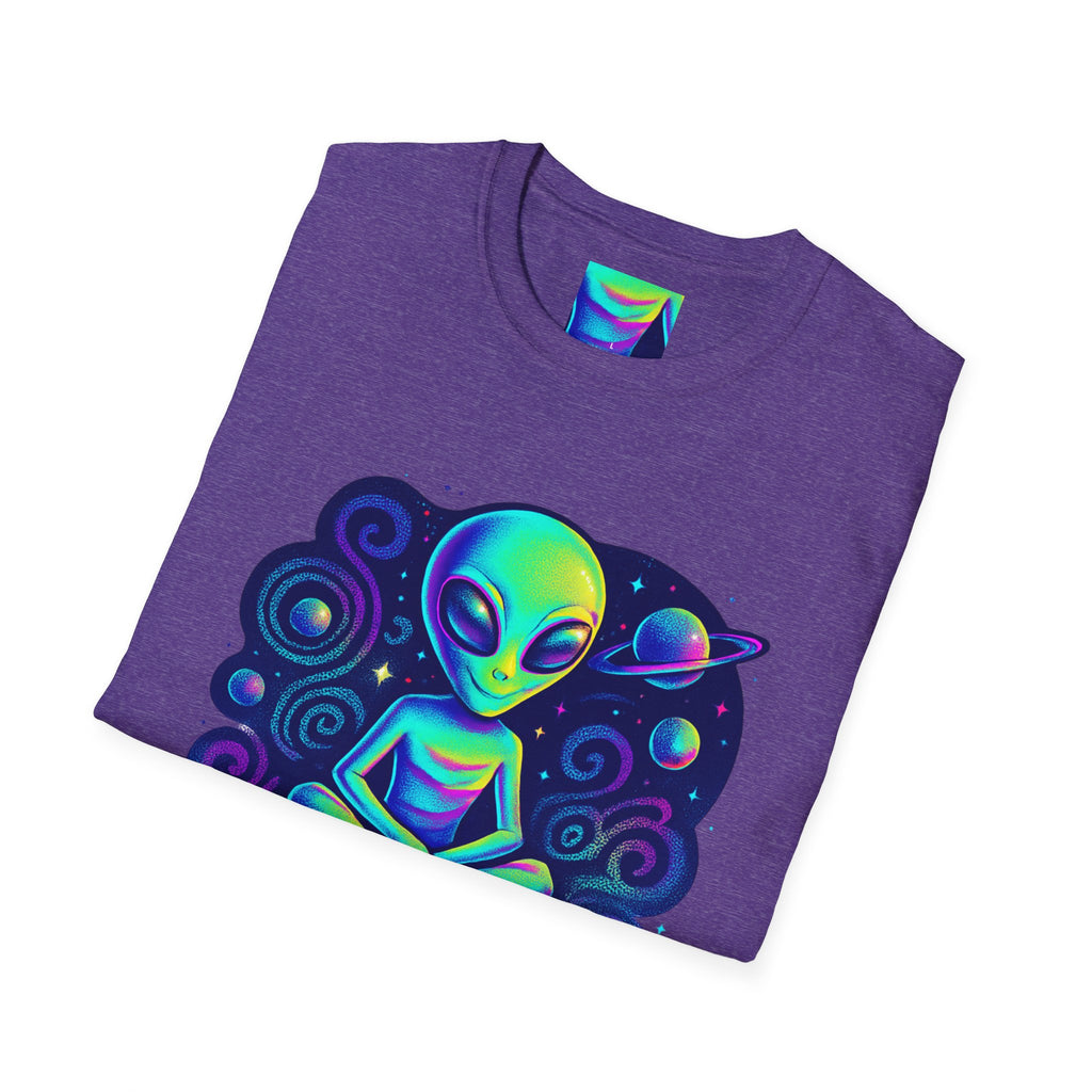 Cosmic Trip Unisex Softstyle T-Shirt - Alien Graphic Tee for Space Lovers, Gift for Birthdays, Festivals, and Casual Wear