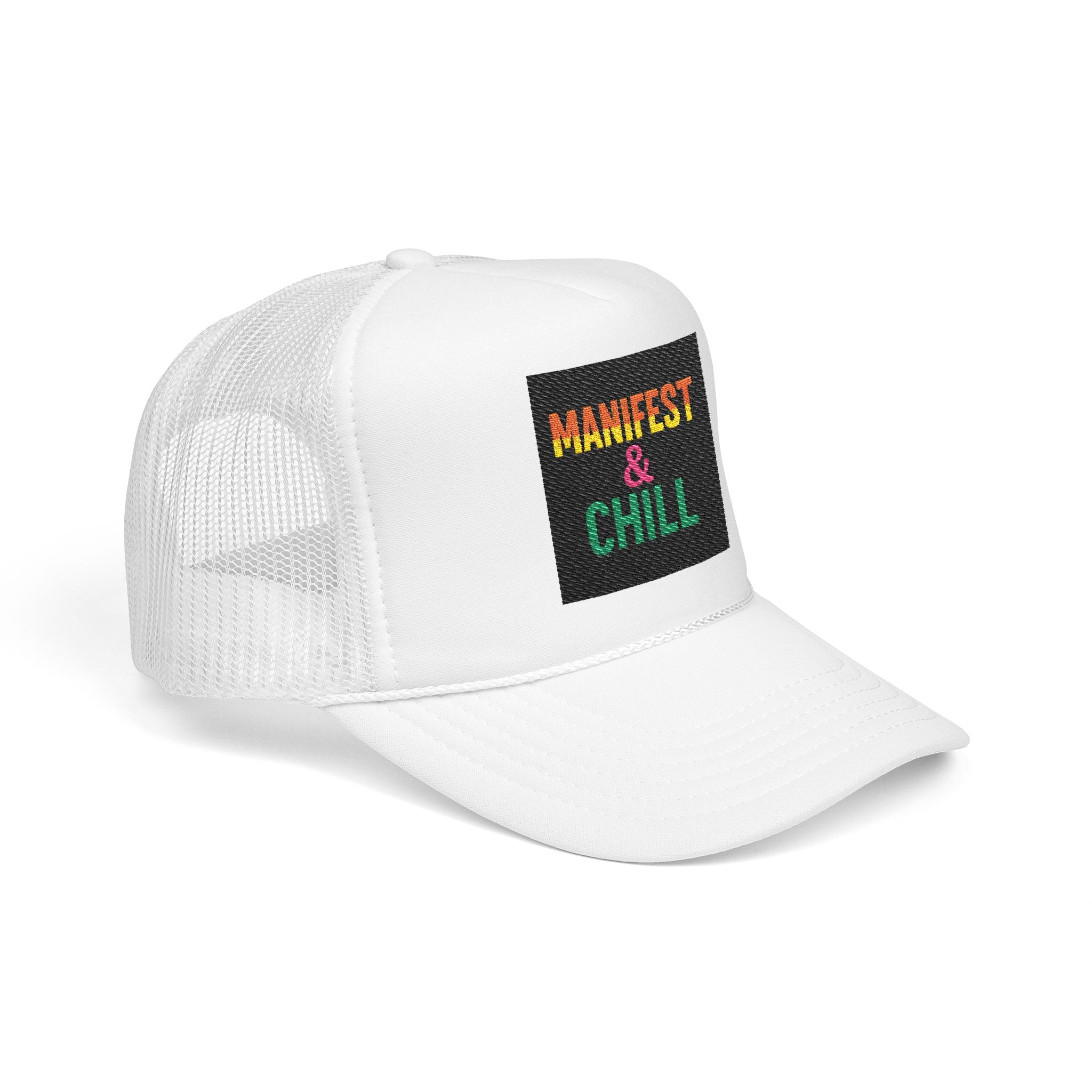 Embroidered Trucker Hat - Manifest and Chill Design