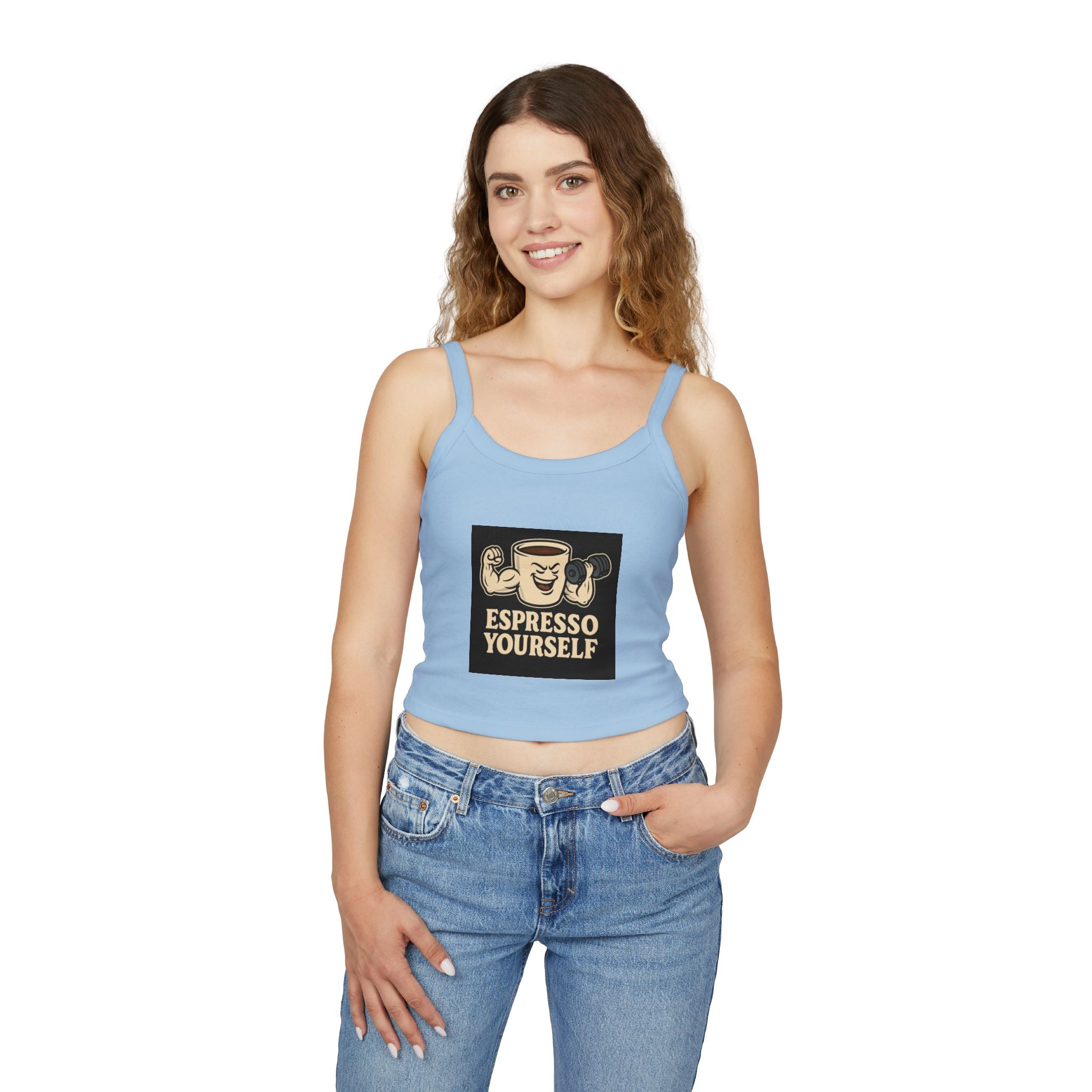 Espresso Yourself Tank Top, Funny Coffee Shirt, Women's Spaghetti Strap Top, Casual Summer Wear, Gift for Coffee Lovers