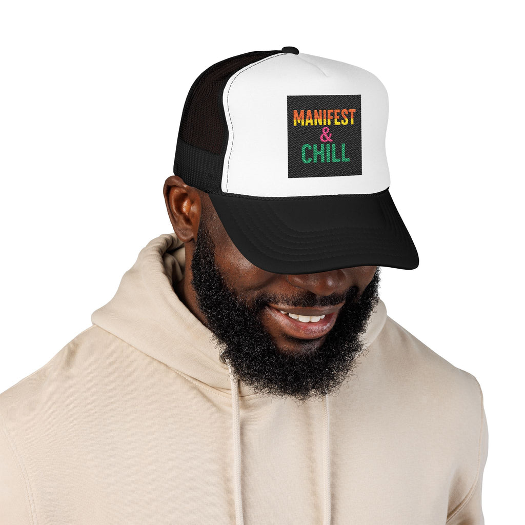 Embroidered Trucker Hat - Manifest and Chill Design