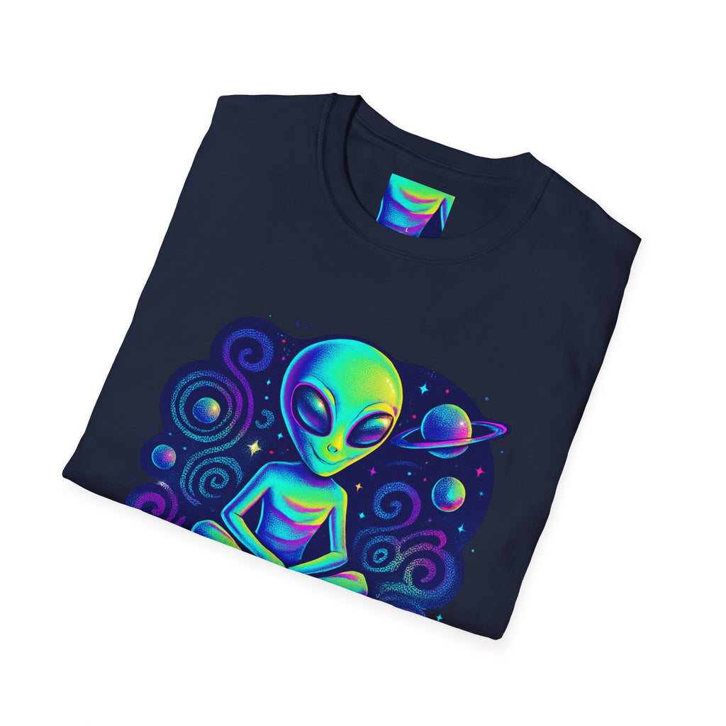 Cosmic Trip Unisex Softstyle T-Shirt - Alien Graphic Tee for Space Lovers, Gift for Birthdays, Festivals, and Casual Wear