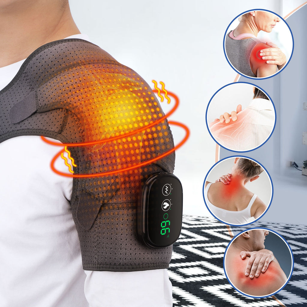 USB Rechargeable Convenient Electric Heating Shoulder Massage Heated Back Shoulder Brace Adjustable Heating Shoulder Massage Belt For Arm Muscle Relaxation