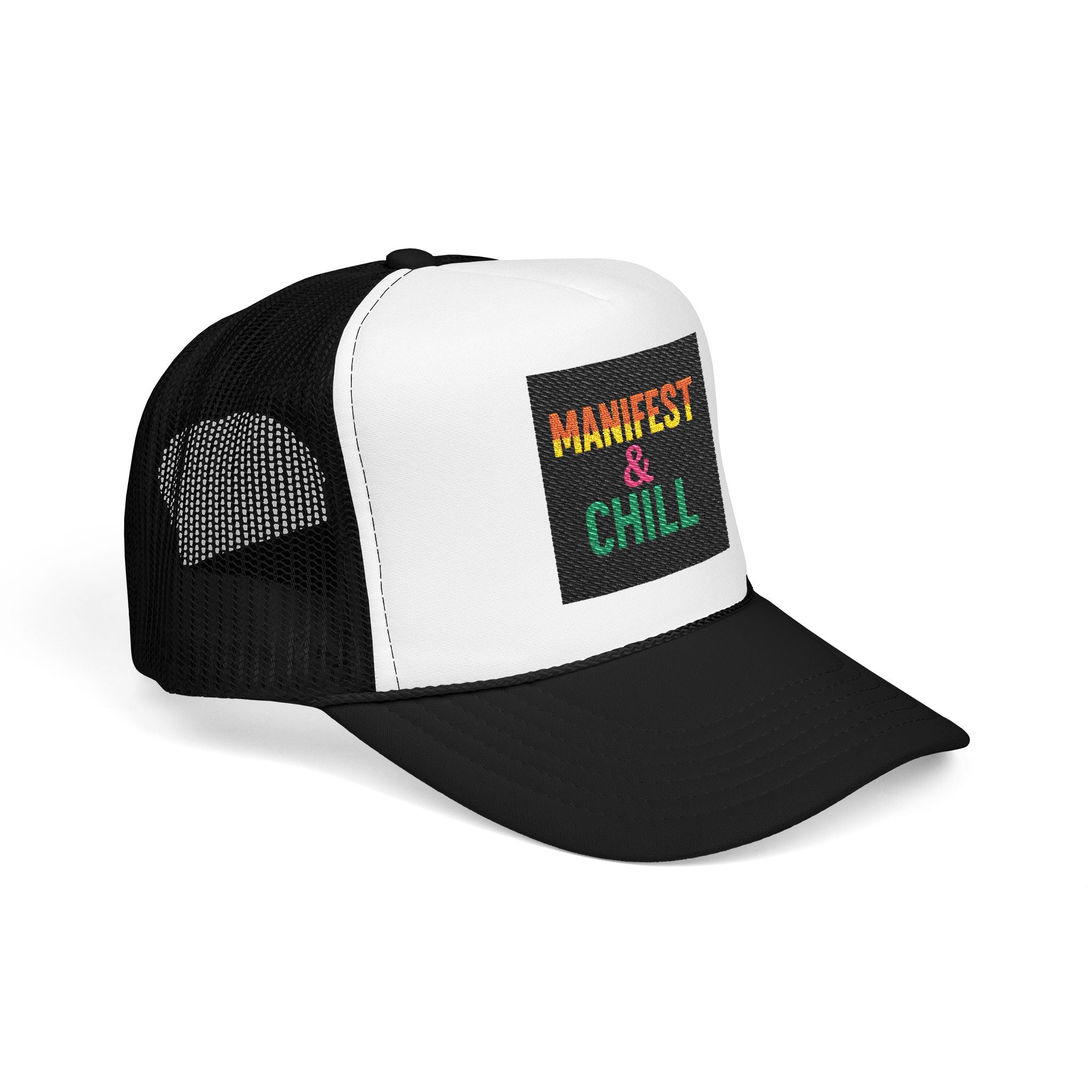 Embroidered Trucker Hat - Manifest and Chill Design